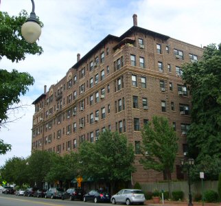 Cooperative apartments in the Wychwood co-op in Great Neck Plaza, Long Island, New York